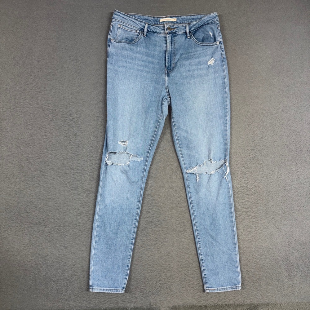 Levis Jeans Womens 32 Blue 721 High Rise Skinny Light Wash Distressed Denim